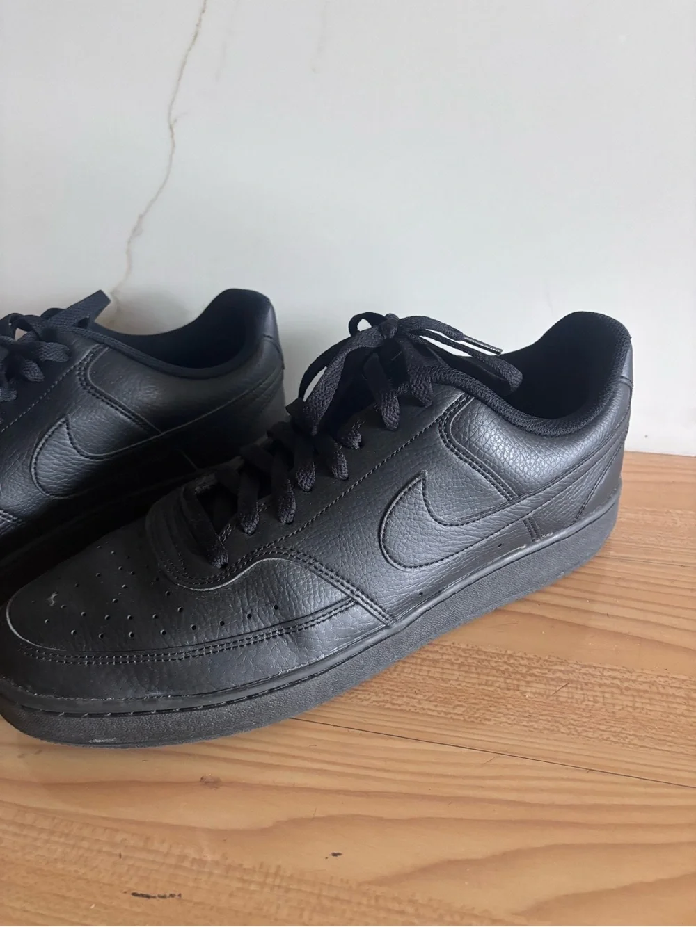 Nike court vision Men’s Black Leather Low-Top Sneakers